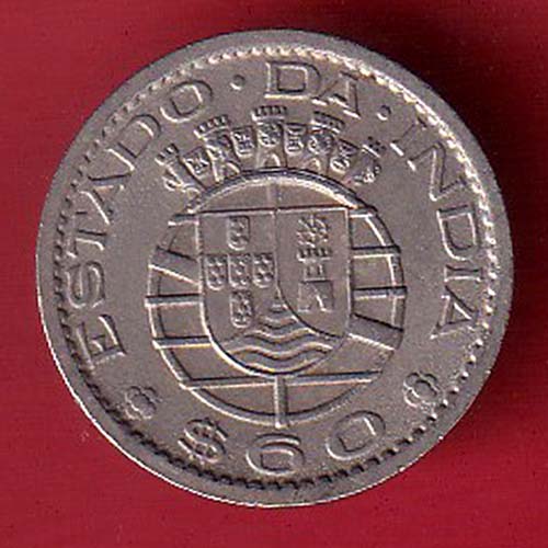 Portuguese India 60 Centavos 1959 coin:- OO3561