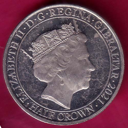 Gibraltar 2021 Elizabeth II D.G.REGINA HALF CROWN RARE COIN  :- OO1273