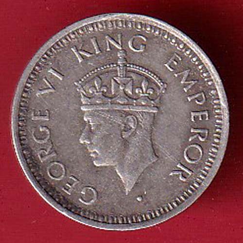 British India 1943 BOMBAY MINT George Vi 1/4 Rupee Rare Silver coin – oo3771