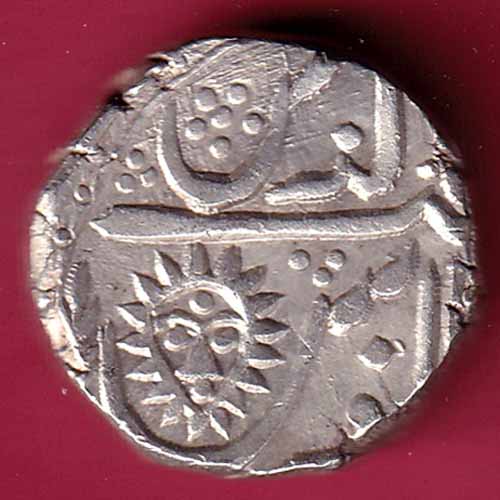 INDORE STATE AH1272 SUN FACE INO SHAH ALAM II MALHAR RAO ONE RUPEE SILVER COIN –@HUB1542