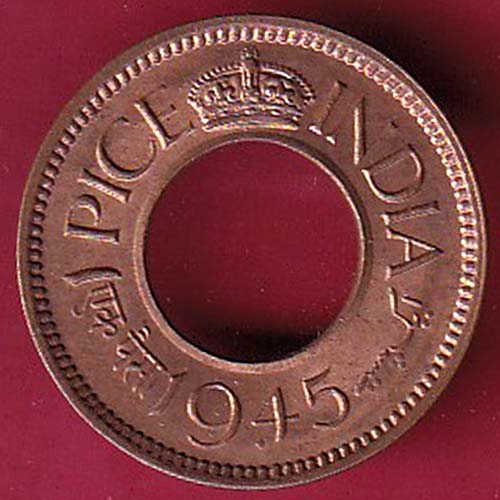 British india king bombay mint george vi 1945 one pice beautiful copper Coin–SA1079