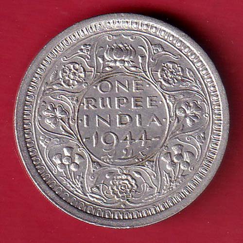 BRITISH INDIA 1944 BOMBAY MINT one RUPEE SILVER COIN– oo5542
