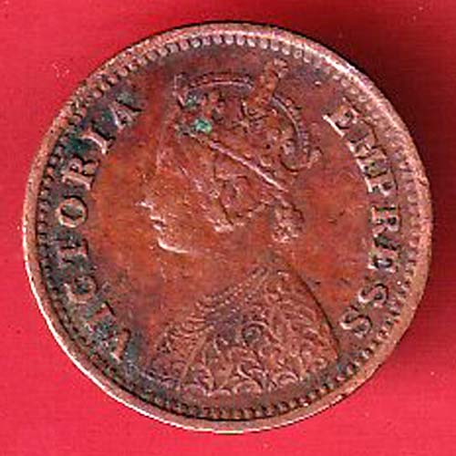 BRITISH INDIA 1887 VICTORIA empress 1/2 ANNA copper coin:- oo3166