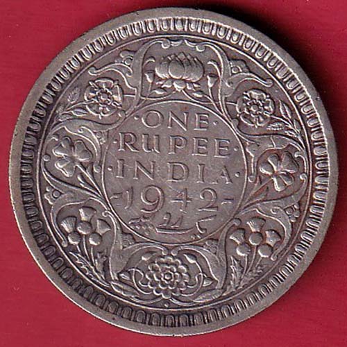 BRITISH INDIA 1942 BOMBAY MINT GEORGE VI ONE RUPEE BEAUTIFUL SILVER COIN - OO5641