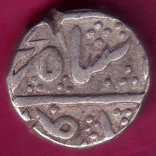 INDORE STATE SUN FACE INO SHAH ALAM II MALHAR RAO ONE RUPEE SILVER COIN–@HUB3640