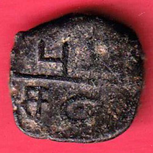 French India HALF dou dou copper coin:- OO3542