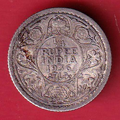 british india 1936 george v 1/4 rupee silver coin – oo5120