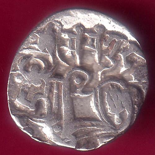 Hindushahia, kabul n gandhara silver drachma horseman n bull –@HUB3046