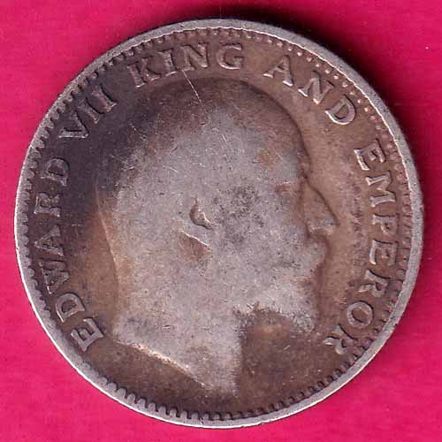 BRITISH INDIA 1907 EDWARD VII Half RUPEE SILVER COIN –@HUB3973