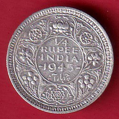 British India 1945 Bombay Mint George Vi 1/4 Rupee  :-oo3826