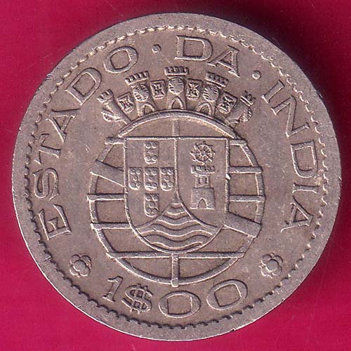PORTUGUESE INDIA GOA 1 ESCUDO 1959 RARE COIN  :- OO1309