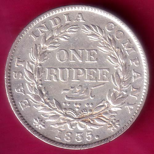EIC 1835 WILLIAM IIII KING 1 RUPEE SILVER COIN :- OO1500
