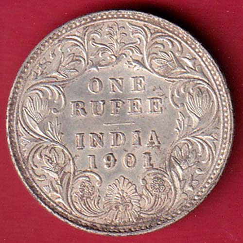 British india 1901 victoria empress one rupee silver coin-  oo5555