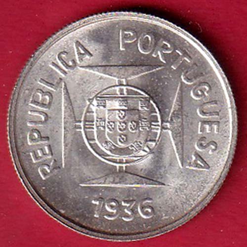 “UNC” Republic portugues 1936 Lisboa mint ½ Rupia SILVER COIN  –oo5604