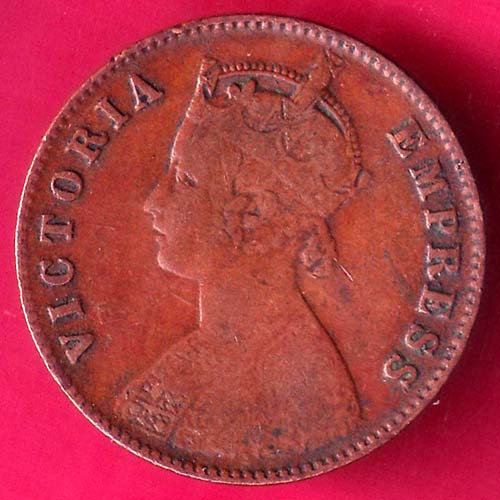 british india 1897 rare one quarter anna VICTORIA EMPRESS anna copper coin–@HUB5697