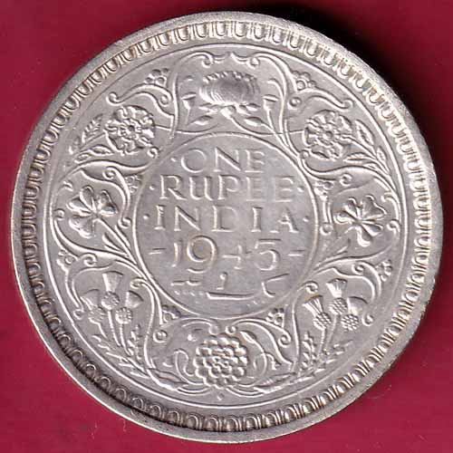 British India 1943 Bombay Mint george VI One Rupee Silver Coin – S1072