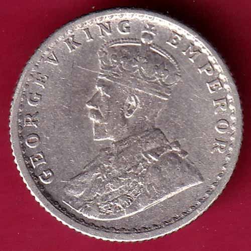 British India BOMBAY MINT 1936 George V 1/4 Rupee Silver coin –@HUB1666