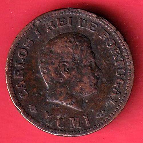 India Portuguese 1/4 Tanga Carlos I 1903 Coin-oo4552