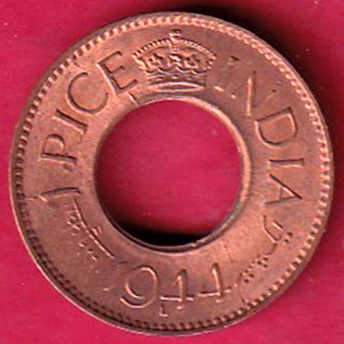 British india king george vi 1944 Lahore Mint one pice beautiful copper coin : hub 4627