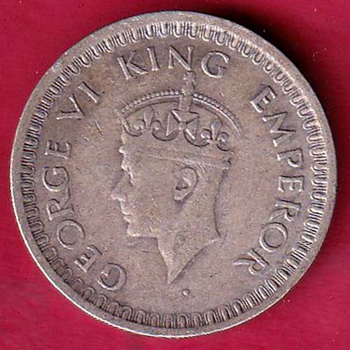 British India 1943 George V BOMBAY MINT HALF rupee silver coin :- OO2326