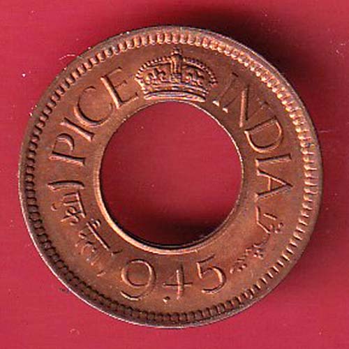 British india  1945 one pice copper coin– oo5538
