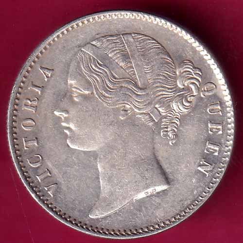 EAST INDIA COMPANY 1840 DIVIDED LEGEND VICTORIA QUEEN ONE RUPEE SILVER COIN–@HUB3914
