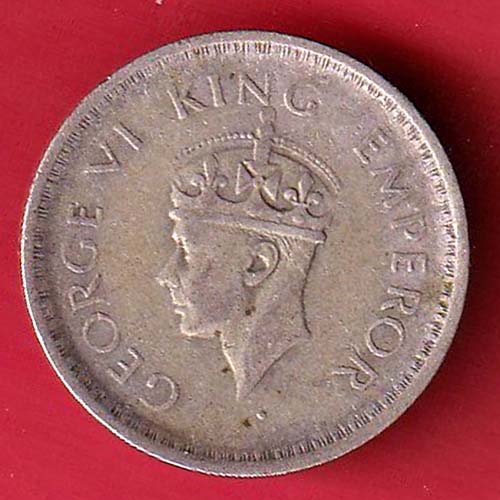 british india george vi king emperor  1943 lahore mint half rupee silver coin   – oo3193