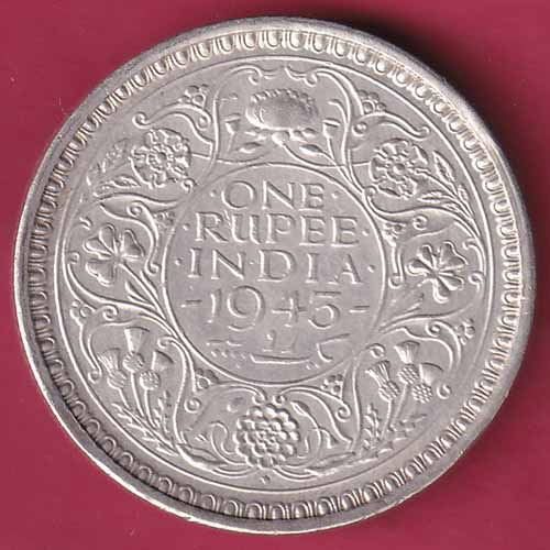British India 1943 bombay Mint george VI One Rupee Silver Coin :- S1251