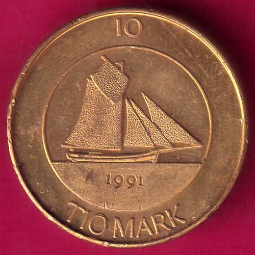 ALAND 1991 TIO MARK RARE COIN -OO1094