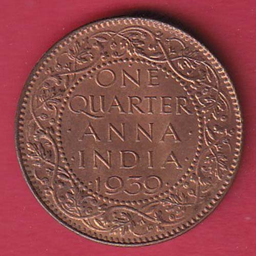 BRITISH INDIA 1939 ONE QURTER ANNA GEORGE VI COPPER COIN@HUB6005