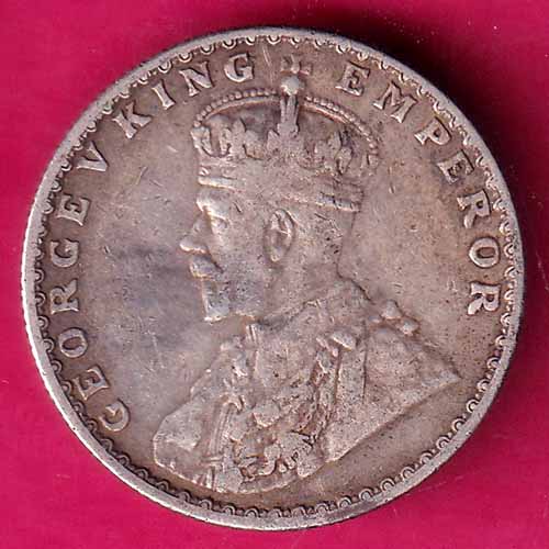 British India 1928 George V BOMBAY MINT HALF rupee silver coin–@HUB3836