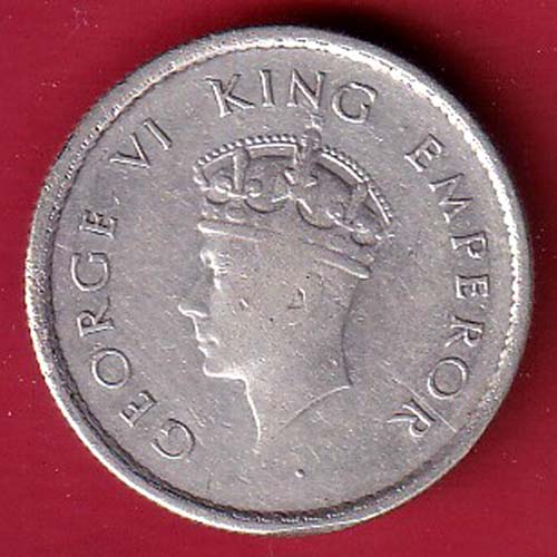 BRITISH INDIA 1939 GEORGE VI HALF RUPEE SILVER COIN-oo4545
