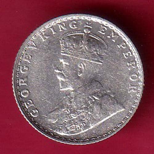 BRITISH INDIA 1936 GEORGE V 1/4 rupee SILVER COIN –@HUB4523