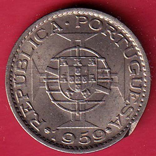 PORTUGUESE INDIA GOA 1 ESCUDO 1959 COIN– oo5624