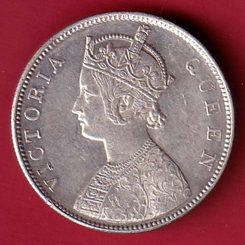 BRITISH INDIA “0/4 DOTS ” 1862 VICTORIA QUEEN ONE RUPEE BEAUTIFUL SILVER COIN :- OO4384