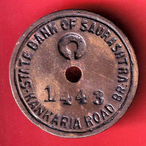 BANK TOKEN :STATE BANK OF SAURASHTRA BR. KANKARIA ROAD 1443 - oo4949