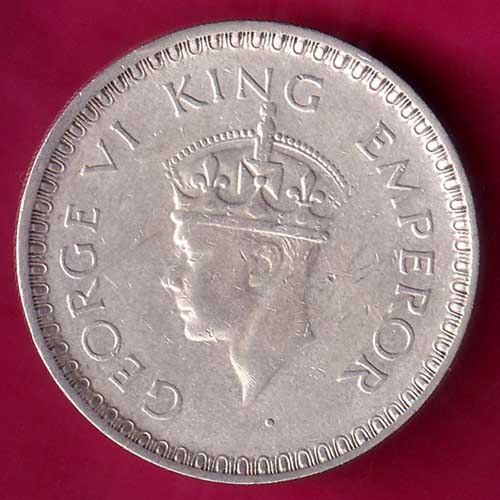 British India 1943 BOMBAY MINT George Vi ONE Rupee Rare Silver coin  –VA118
