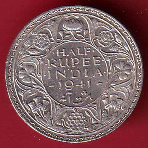 BRITISH INDIA 1941 BOMBAY MINT GEORGE VI half RUPEE BEAUTIFUL SILVER COIN – oo3780