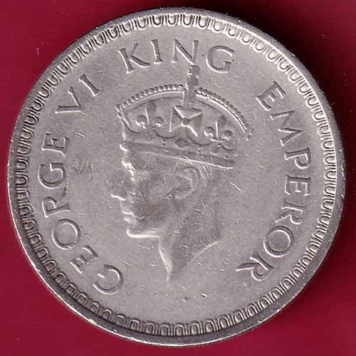 British India 1943 bombay Mint george VI One Rupee Silver Coin :- S1271
