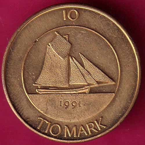 Finland 10 Markkaa Aland 1991 tio deler tio mark–@HUB3911
