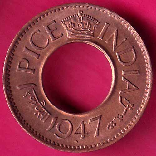 UNC Rare date british india king george vi 1947 one pice beautiful coin -OO1106