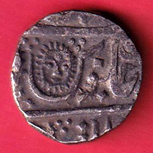 INDORE STATE SUN FACE INO SHAH ALAM II MALHAR RAO AH 1214  ONE RUPEE SILVER COIN – OO3926