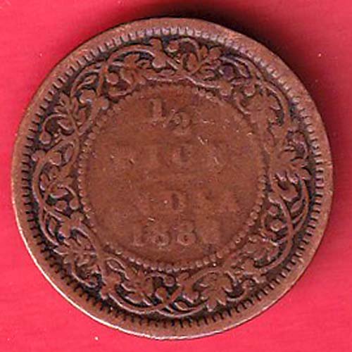 BRITISH INDIA 1888 GEORGRE VI KING 1/2 PICE COPPER COIN  - oo4034