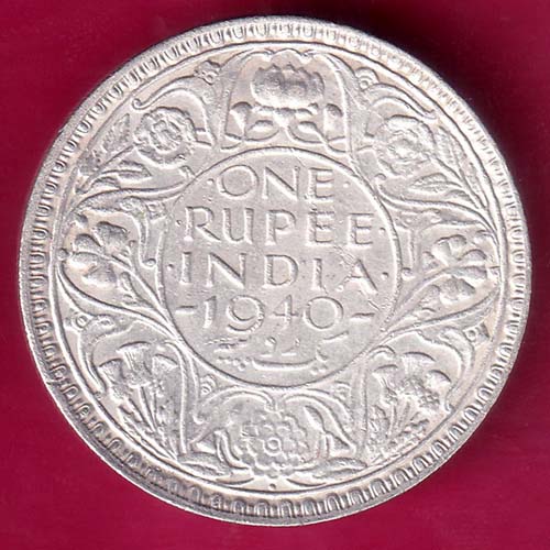 BRITISH INDIA 1940 GEORGE VI BOMBAY MINT One RUPEE SILVER COIN @hub4980