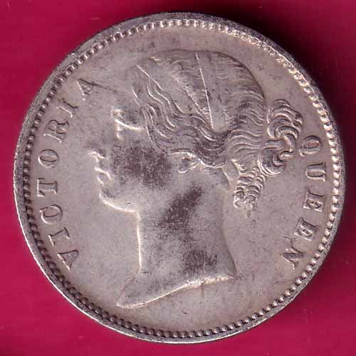 EAST INDIA COMPANY 1840 DIVIDED LEGEND VICTORIA QUEEN ONE RUPEE SILVER COIN–@HUB3795