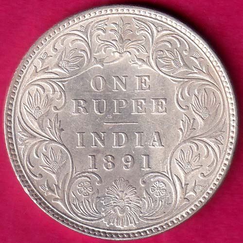 British India 1891 Victoria Empress One Rupee Silver Coin@hub4861