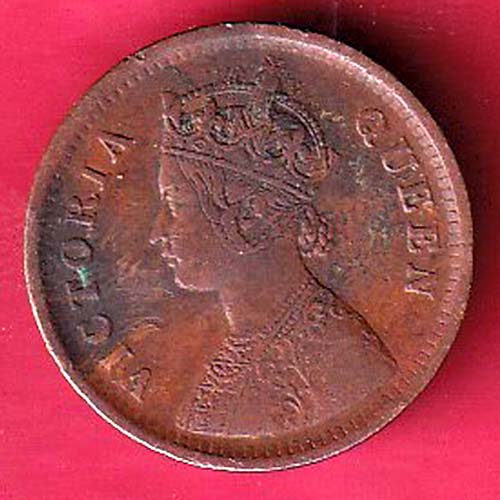 british india 1862 victoria empress 1/2 anna coin :- OO2290