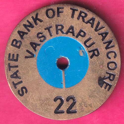 BANK TOKEN :-STATE BANK OF TRAVANCORE – NO.17 – BR.:-VASTRAPUR 38 –@HUB4217