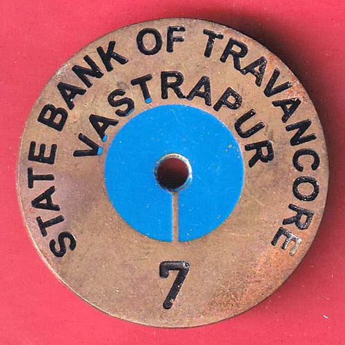 BANK  TOKEN :  STATE BANK OF TRAVANCORE VASTRAPUR NO.7 - oo4947
