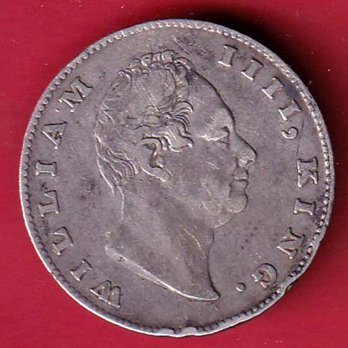 “F INCUSED” EAST INDIA COMPANY 1835 WILLIAM IIII KING GEORGE ONE RUPEE SILVER COIN  –OO5658